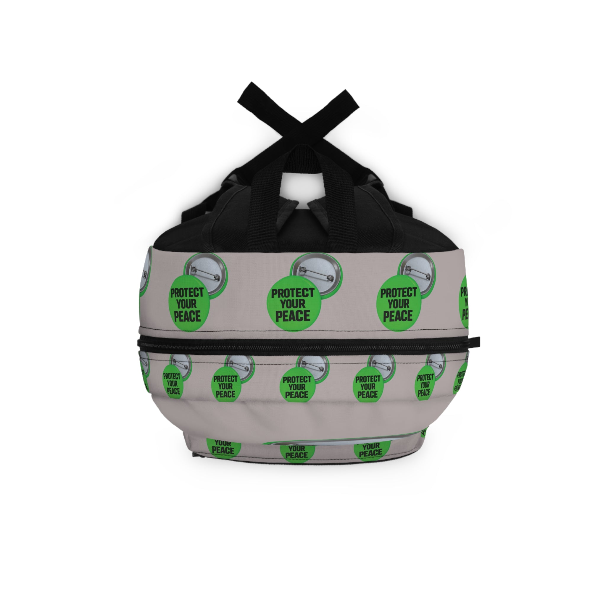 Protect Your Peace Backpack — Green Button Pattern Daypack