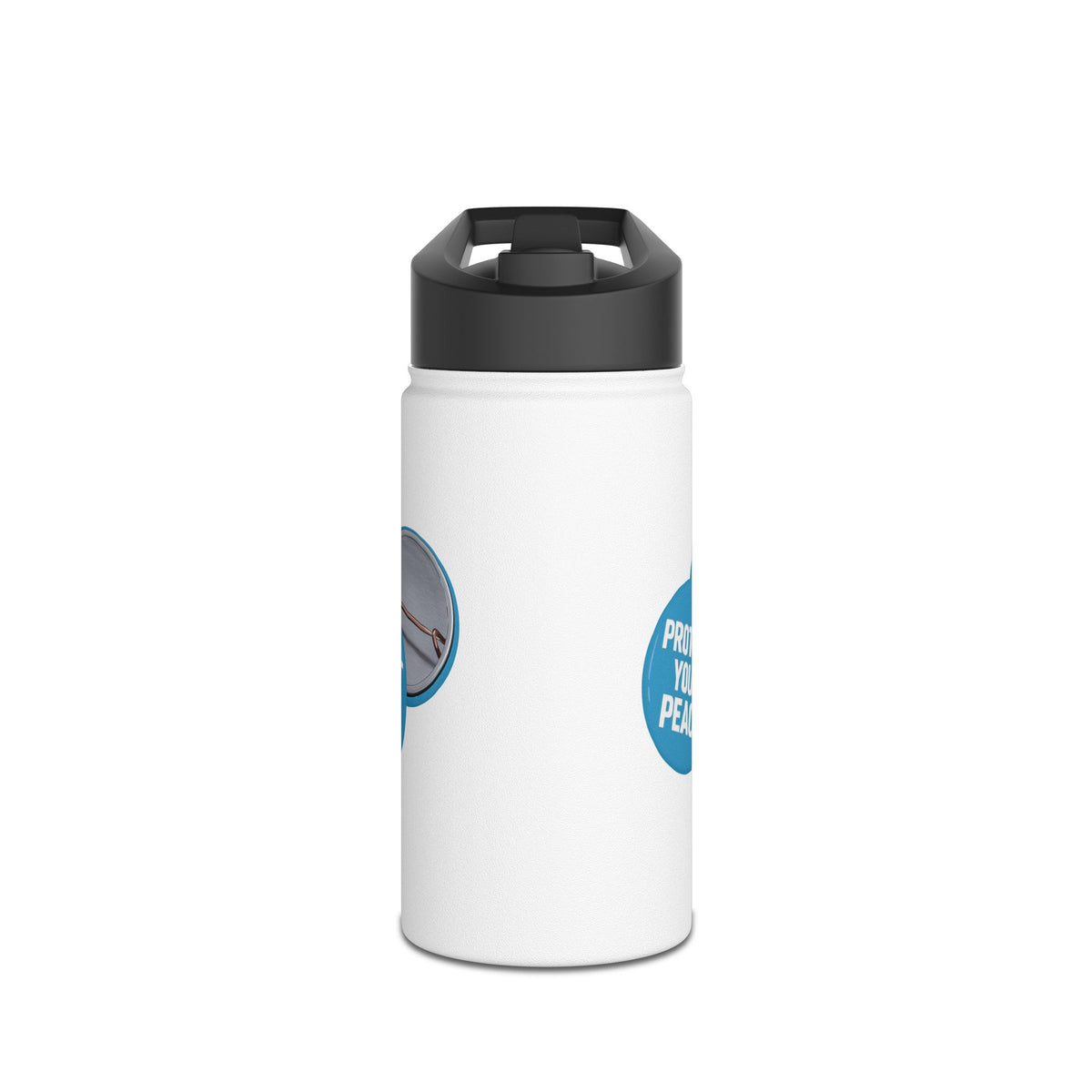 Stainless Steel Water Bottle — 'Protect Your Peace' graphic design  Life is a Journey Not a Finish Line.Motivational Travel Bottle