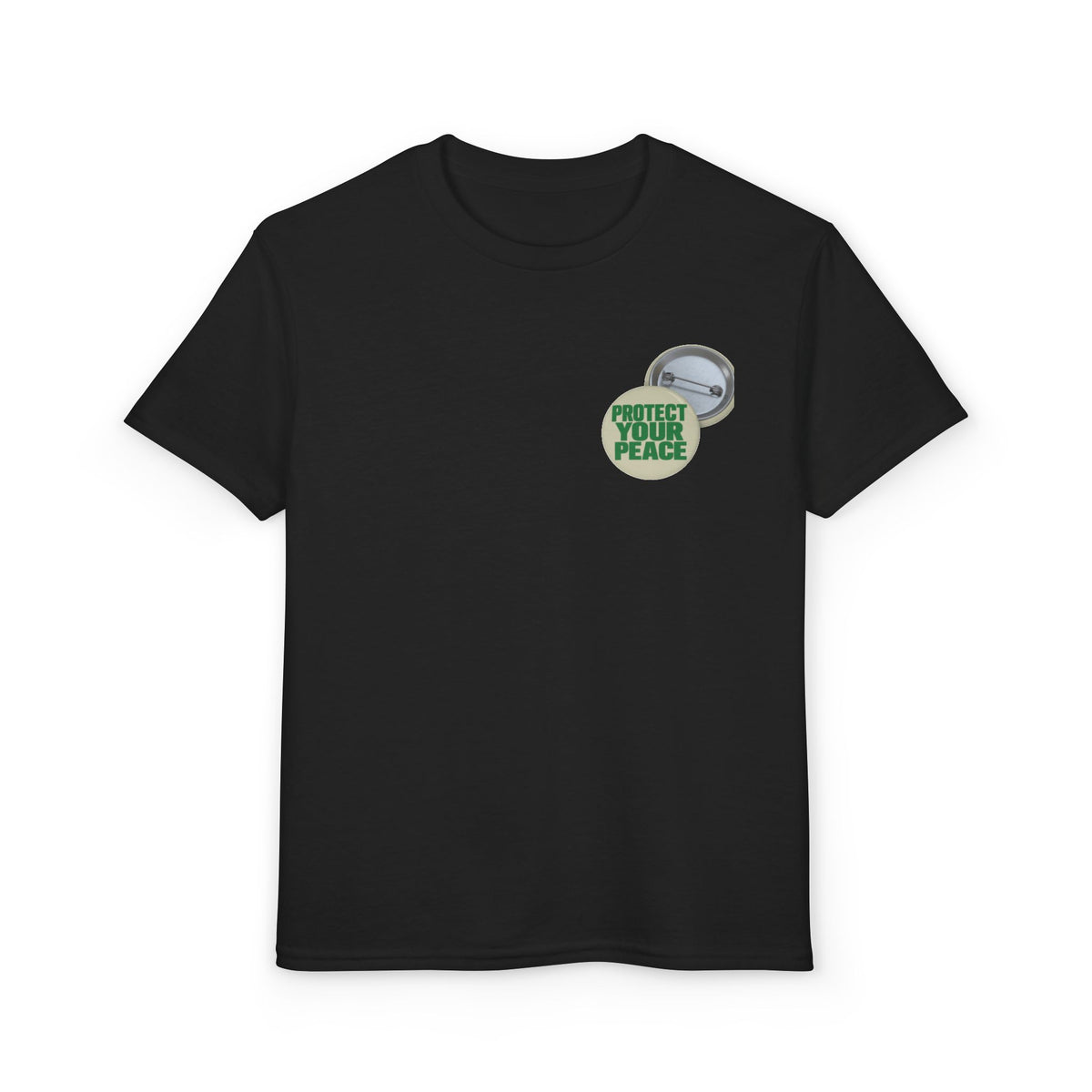 Youth T-Shirt — "Protect Your Peace" Button Graphic