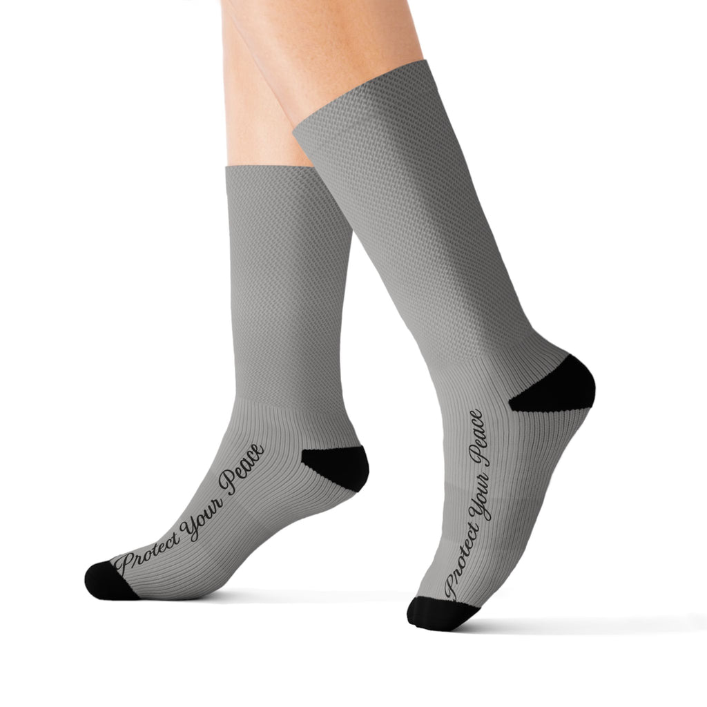 Protect your peace. Custom Sublimation Crew Socks — Personalized All-Over Print Athletic Socks