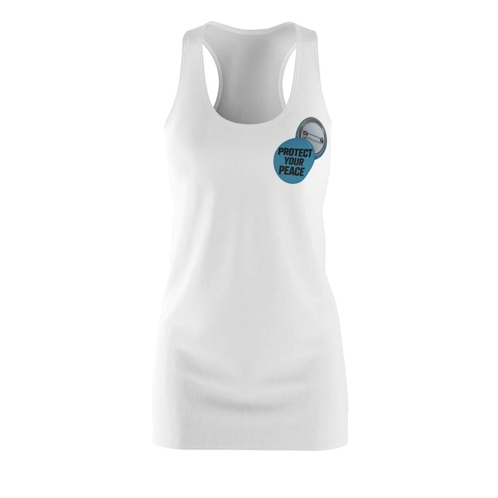 Racerback Dress — 'Protect Your Peace' Pocket Badge Tank Dress for Women