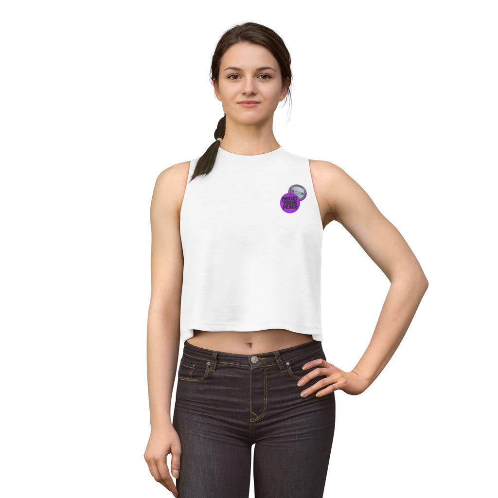Crop Top — Small Purple Retro Cassette Graphic