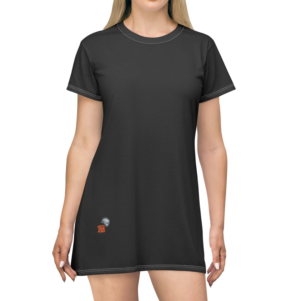 Protect Your Peace T‑Shirt Dress — Graphic Relaxation Message Midi Dress