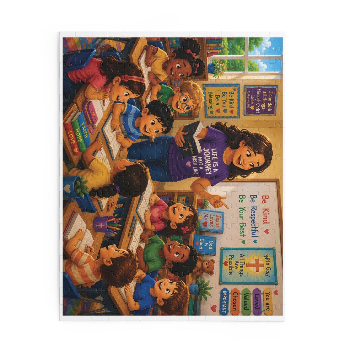 Classroom Faith Puzzle — 'Life Is a Journey' Teacher & Kids Christian Jigsaw (120/252/500 pcs)