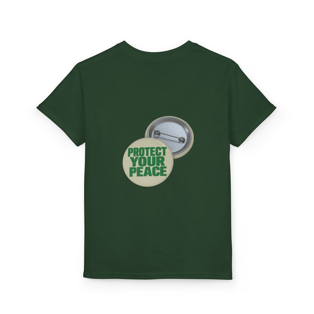 Youth T-Shirt — "Protect Your Peace" Button Graphic