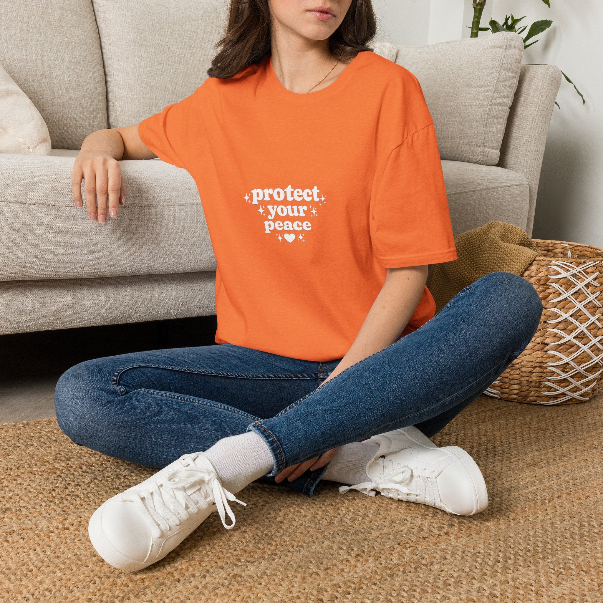 Protect Your Peace T-Shirt — Minimalist Embroidered Self-Care Tee