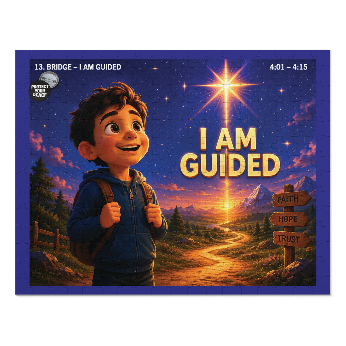 I Am Guided Jigsaw Puzzle (Faith & Hope Scene) – Puzzle with Tin