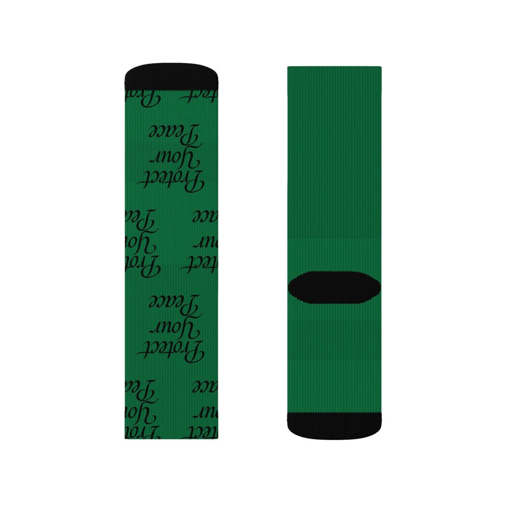 Green "Protect Your Peace" Sublimation Socks — Inspirational Crew Socks