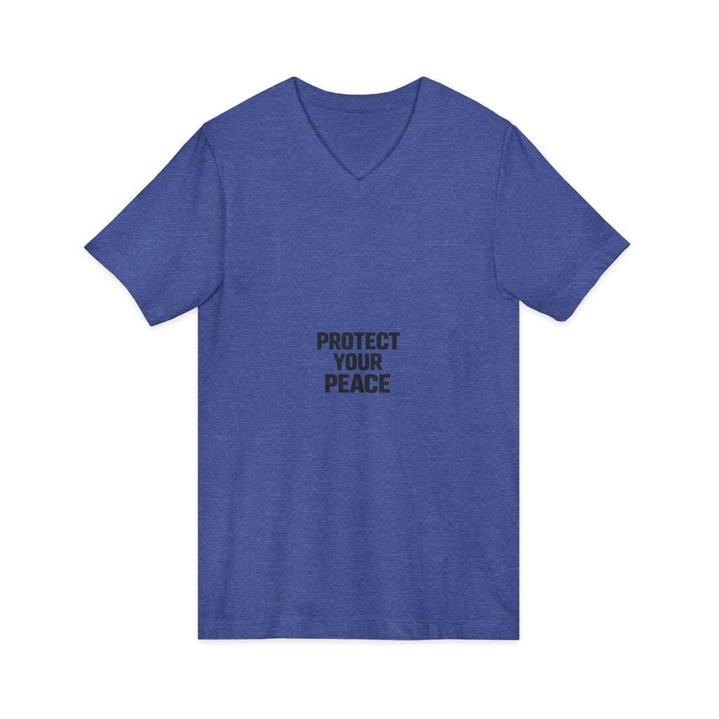 Protect Your Peace V-Neck Tee — Minimalist Self-Care Message Shirt