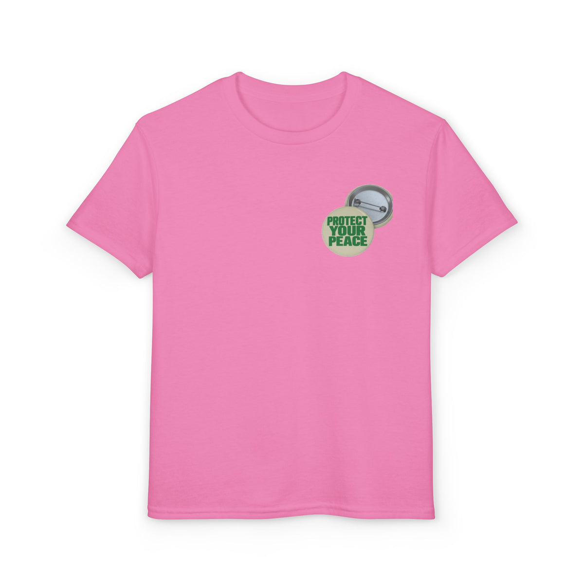 Youth T-Shirt — "Protect Your Peace" Button Graphic