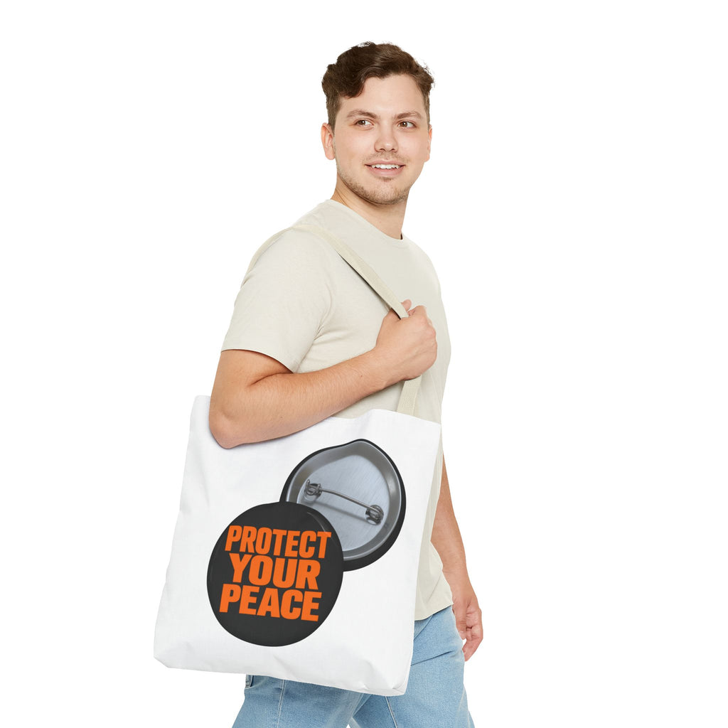 Tote Bag — Protect Your Peace Button Print Canvas Tote