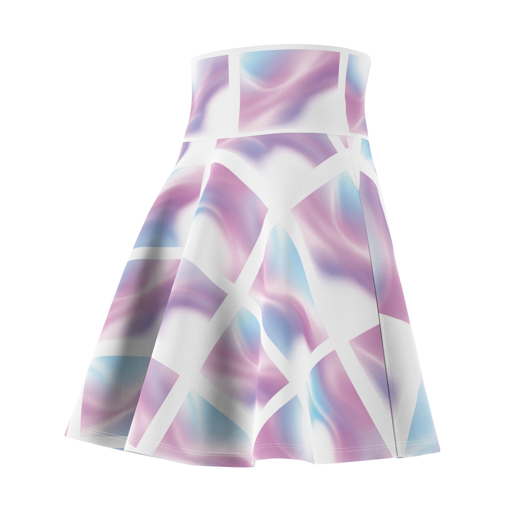 Pastel Marble Skater Skirt – Lavender & Sky Blue AOP