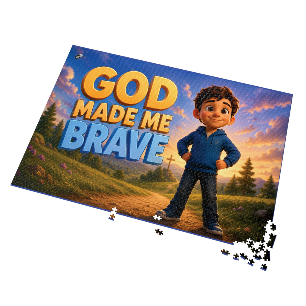 God Made Me Brave Kids Puzzle — 252-Piece Faith-Based Jigsaw with Tin