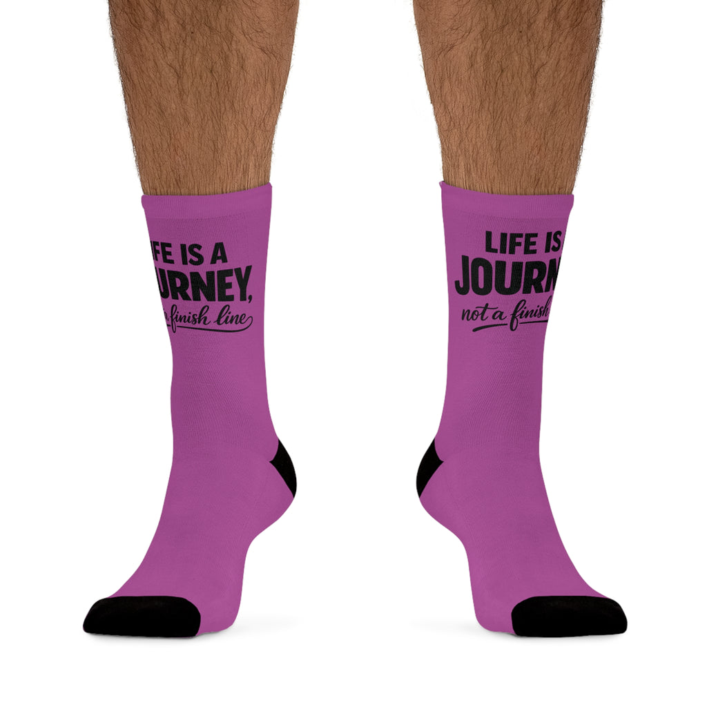 Inspirational Crew Socks — "Life Is A Journey, Not A Finish Line" Recycled-Poly