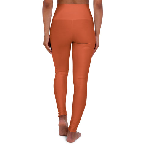 Burnt Orange High-Waist Yoga Leggings — Lightweight Activewear graphic design Protect Your Peace.