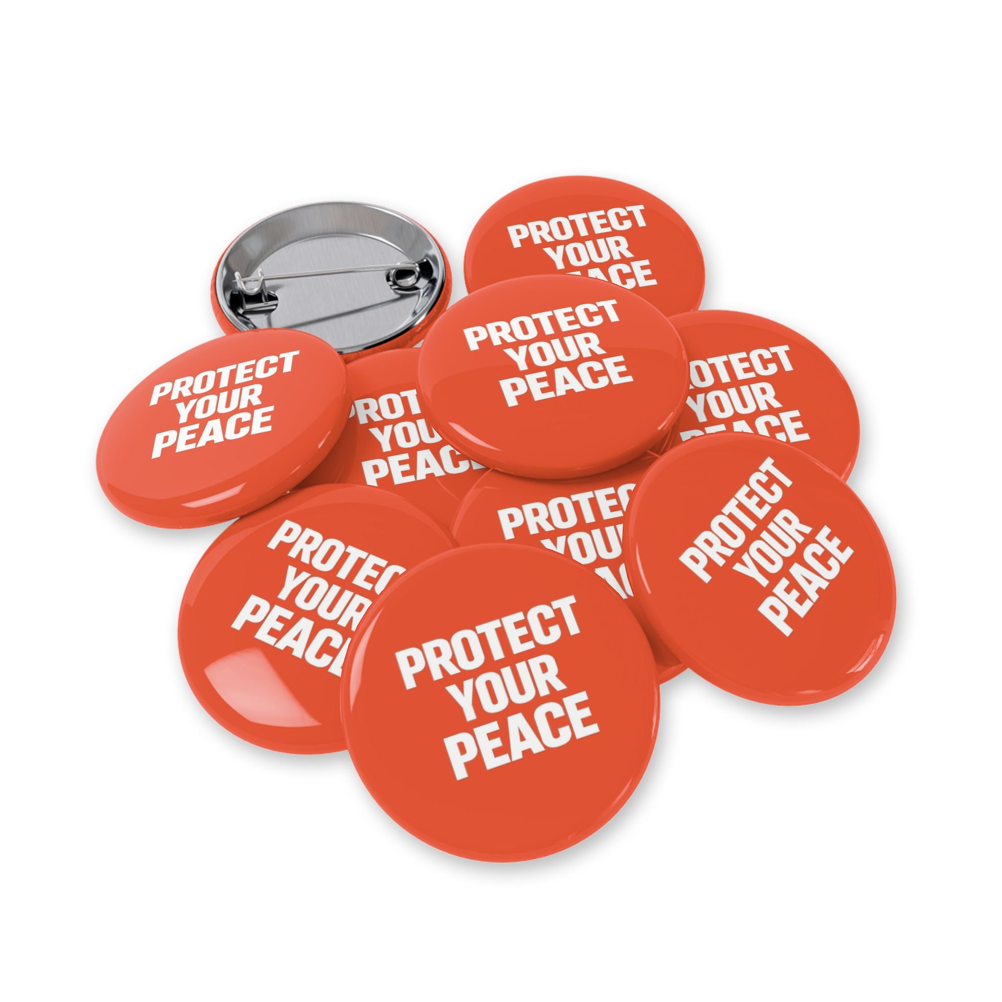 Protect Your Peace Round Pin — Red Button Badge