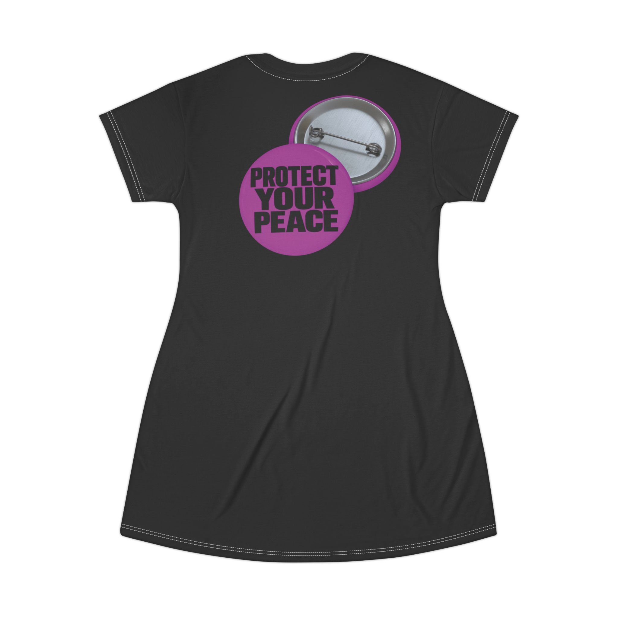 Protect Your Peace T-Shirt Dress — Peaceful Message Graphic AOP Dress