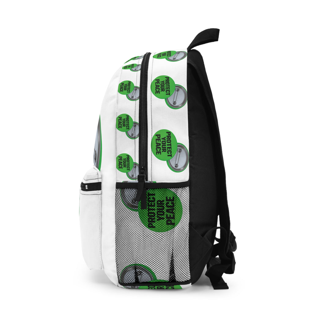 Protect Your Peace Green Button Backpack
