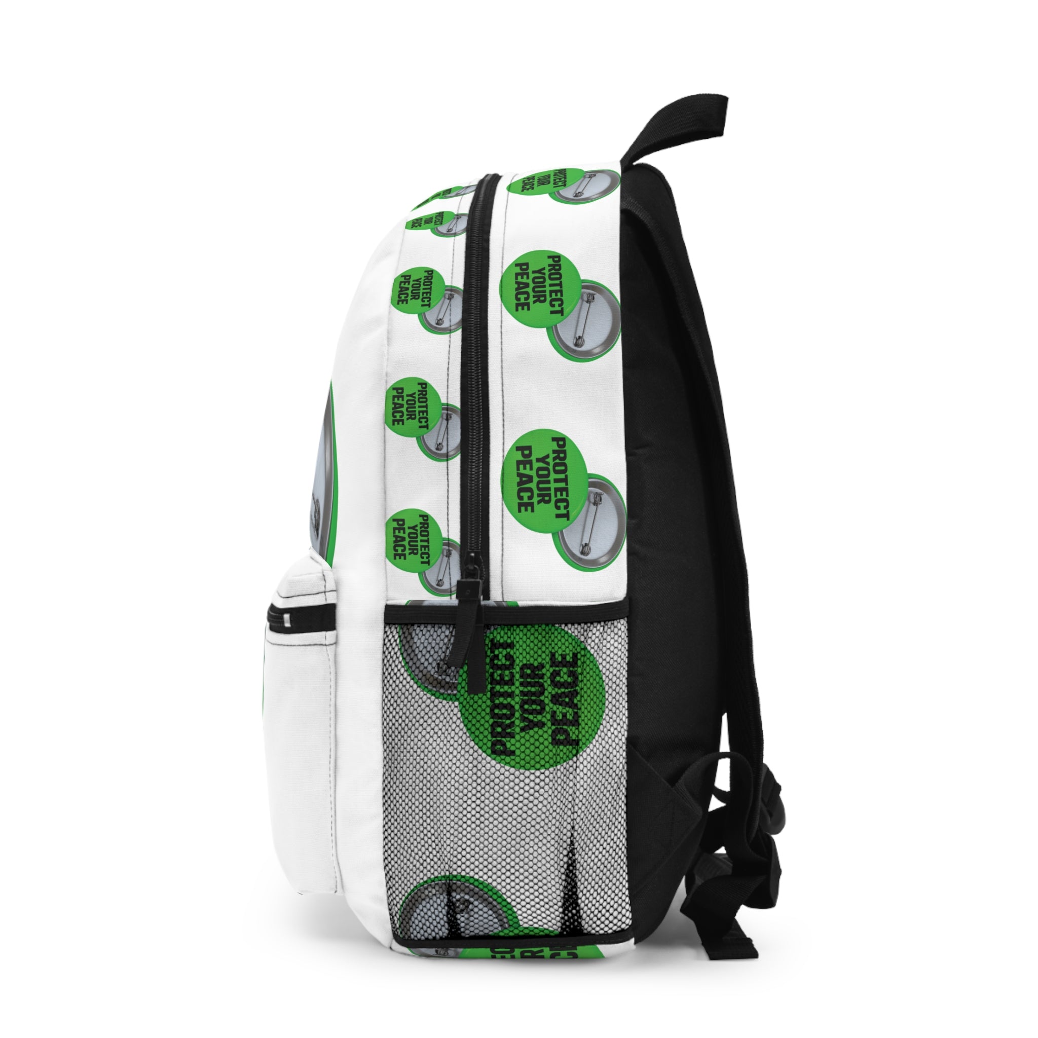 Protect Your Peace Green Button Backpack