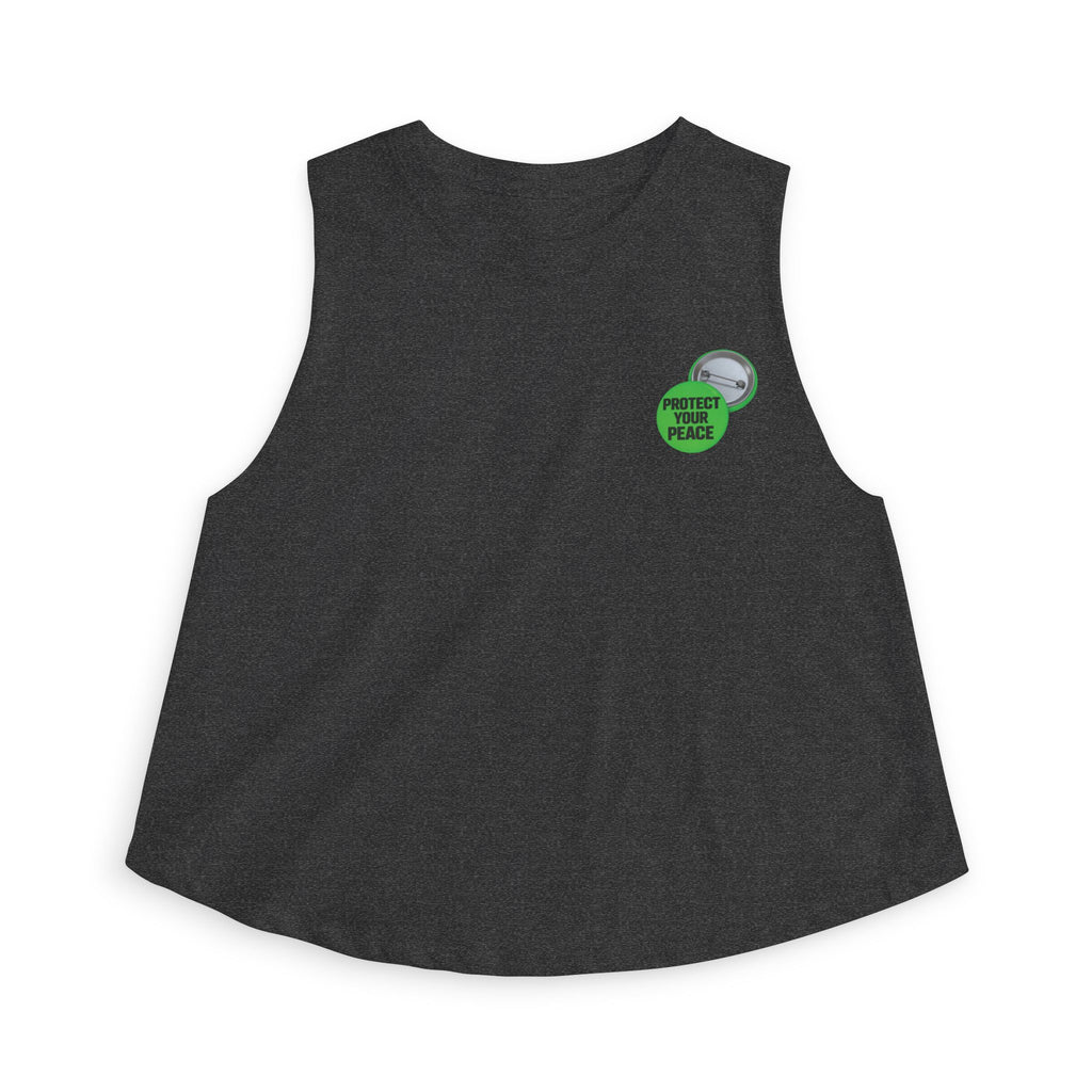 Women's Crop Top - 'Property of Mom' Green Badge Graphic