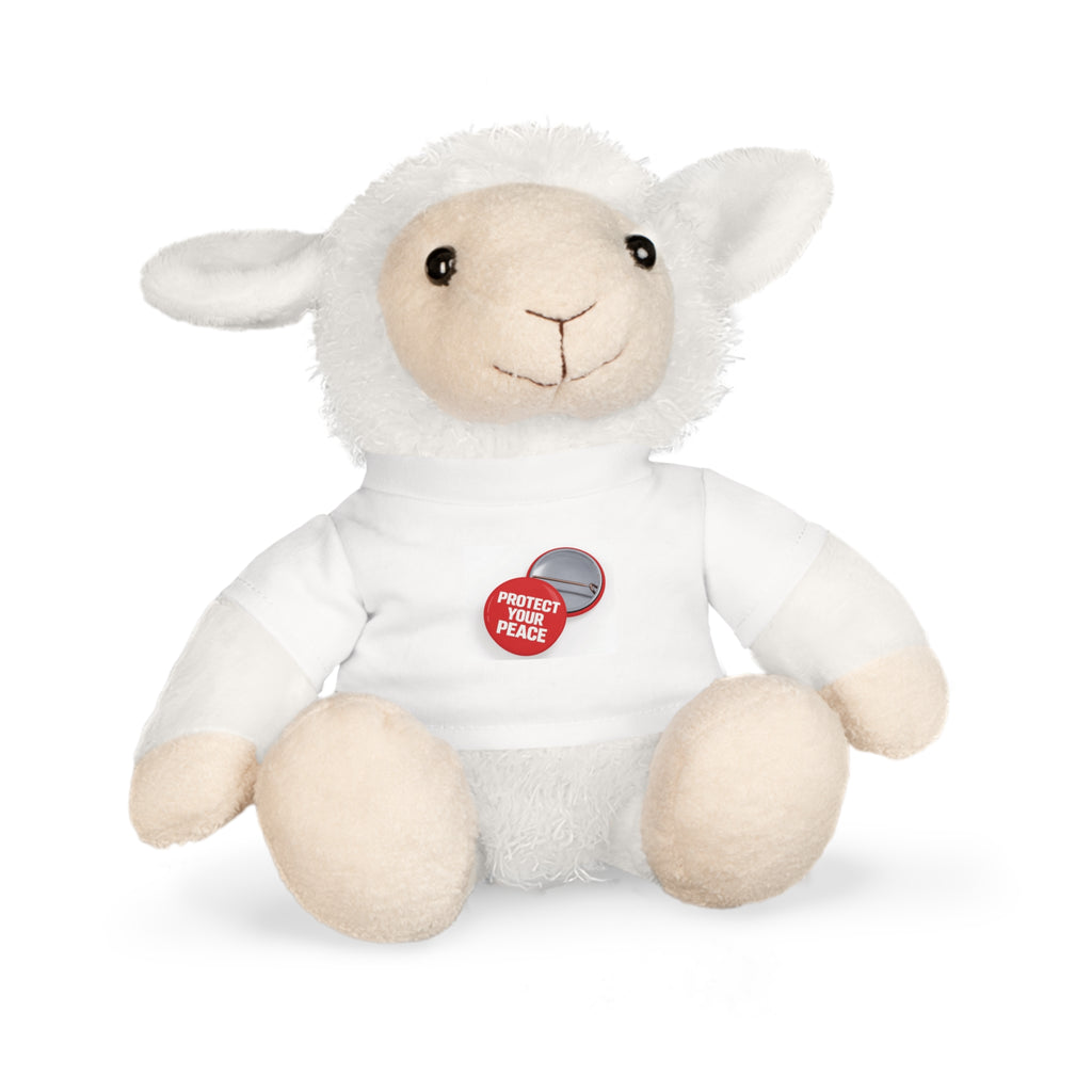 Teddy Bear Plush with “Protect Peace” Button Tee