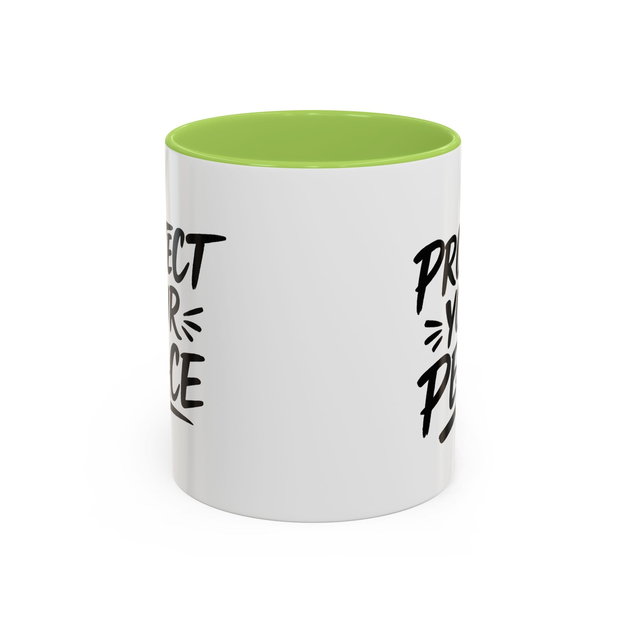 Protect Your Peace Accent Coffee Mug — Inspirational Black & White Ceramic