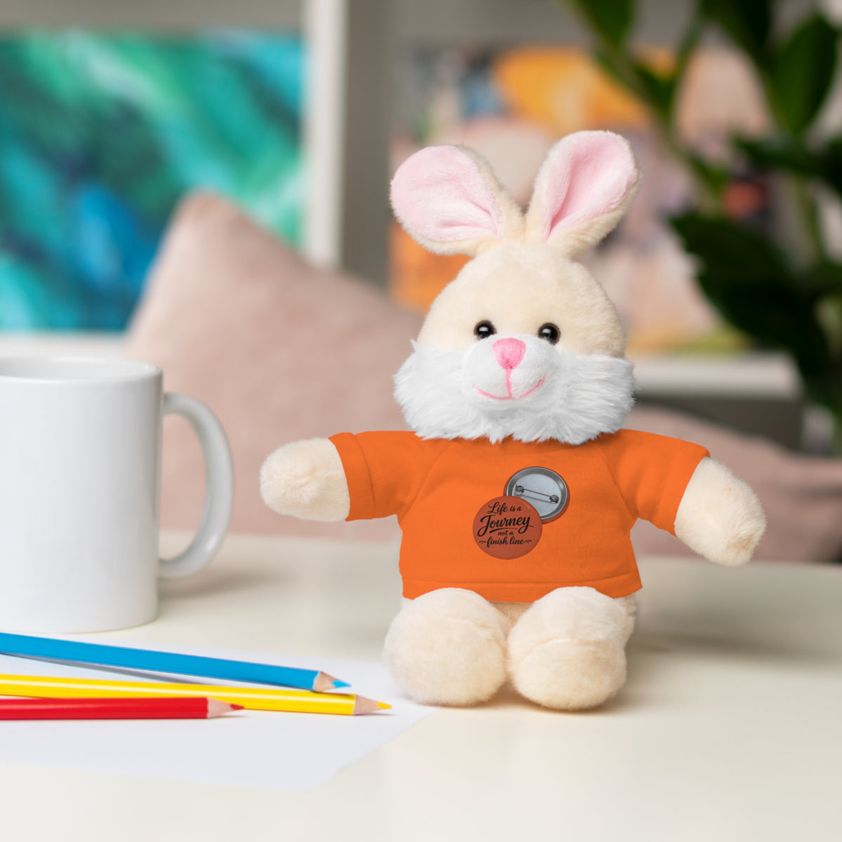 Life is a journey not a finish line. Plush Teddy Bear with Printed Tee — Cute Personalized Gift for Kids & Couples
