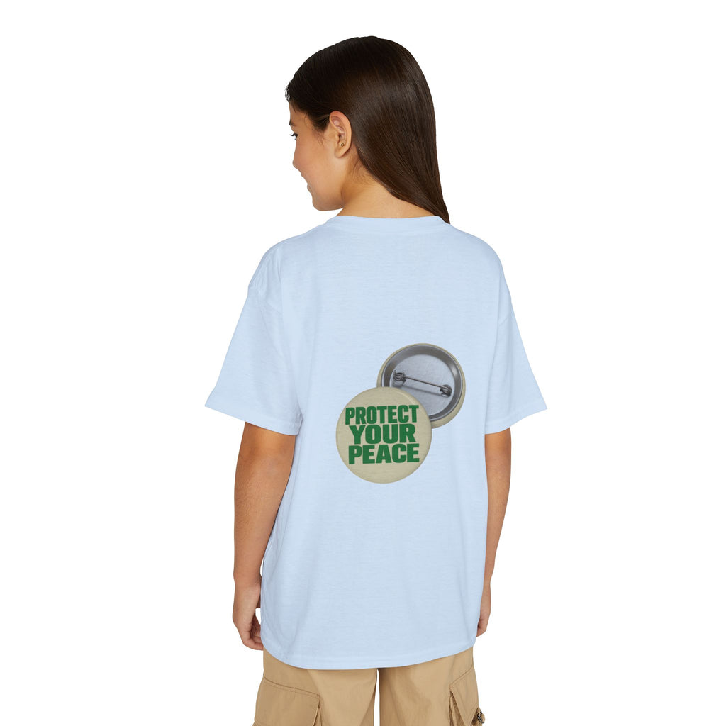Youth T-Shirt — "Protect Your Peace" Button Graphic