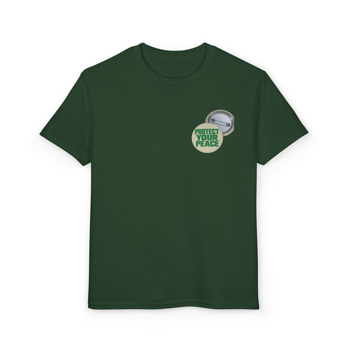Youth T-Shirt — "Protect Your Peace" Button Graphic