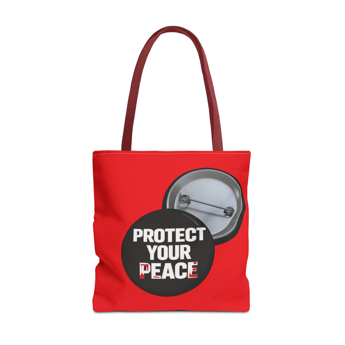 Tote Bag — "Protect Your Peace" Button Design All-Over Print Tote