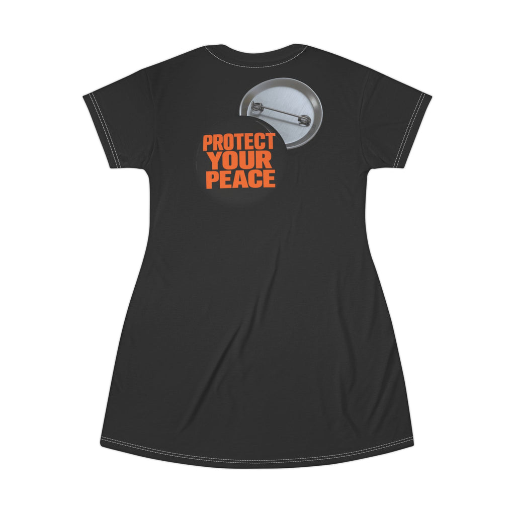 Protect Your Peace T‑Shirt Dress — Graphic Relaxation Message Midi Dress