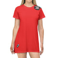 Protect Your Peace T‑Shirt Dress — Red Graphic AOP