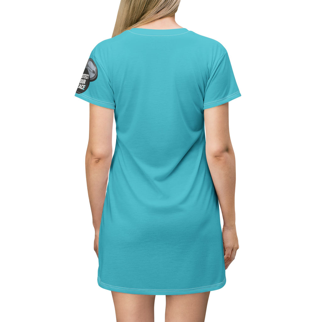 Turquoise T-Shirt Dress graphic design I have a sound mind and sleave graphic protect your peace.