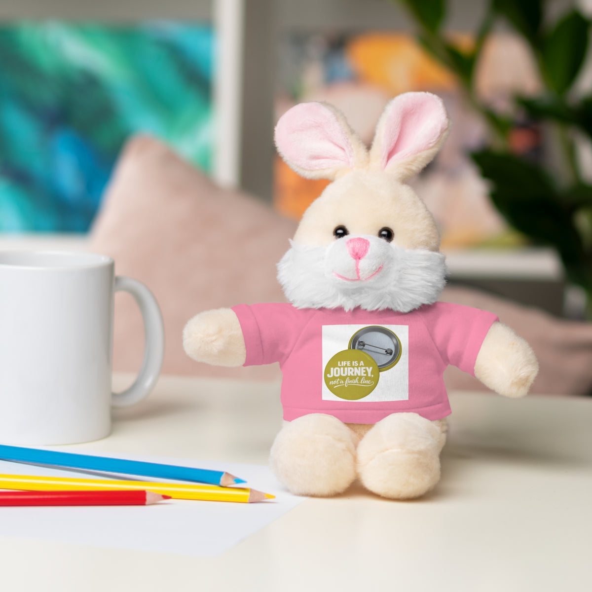 Cute Brown Teddy Bear with 'Life Is a Journey not a finish line.' Tee — Plush Gift for Kids & Travelers
