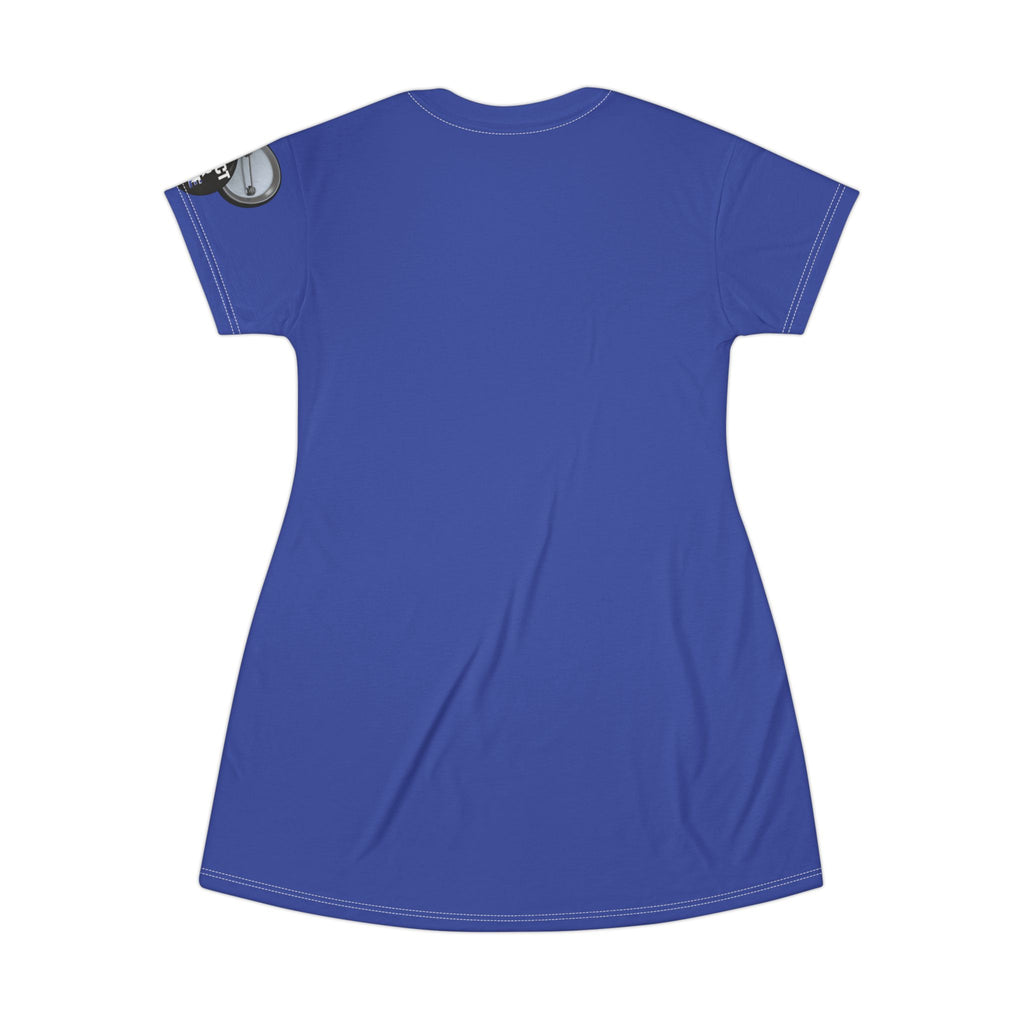 Royal Blue T-Shirt Dress graphic design I have a sound mind graphic sleeve protect your peace.