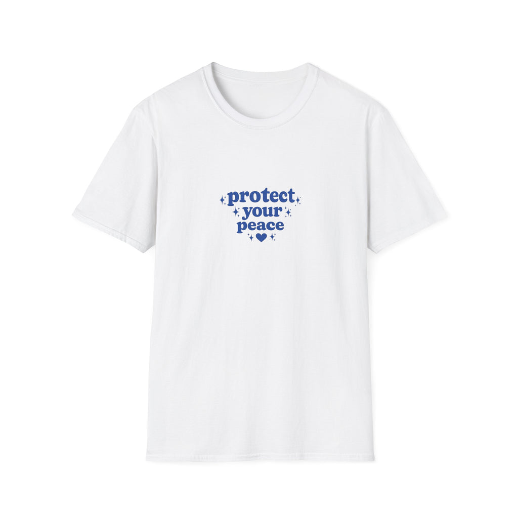 Protect Your Peace T-Shirt — Minimal Blue Self-Care Tee