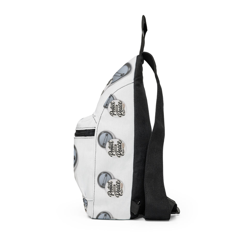 Protect Your Peace Sling Bag — White Crossbody Bag with 'Protect Your Peace' Badge Design