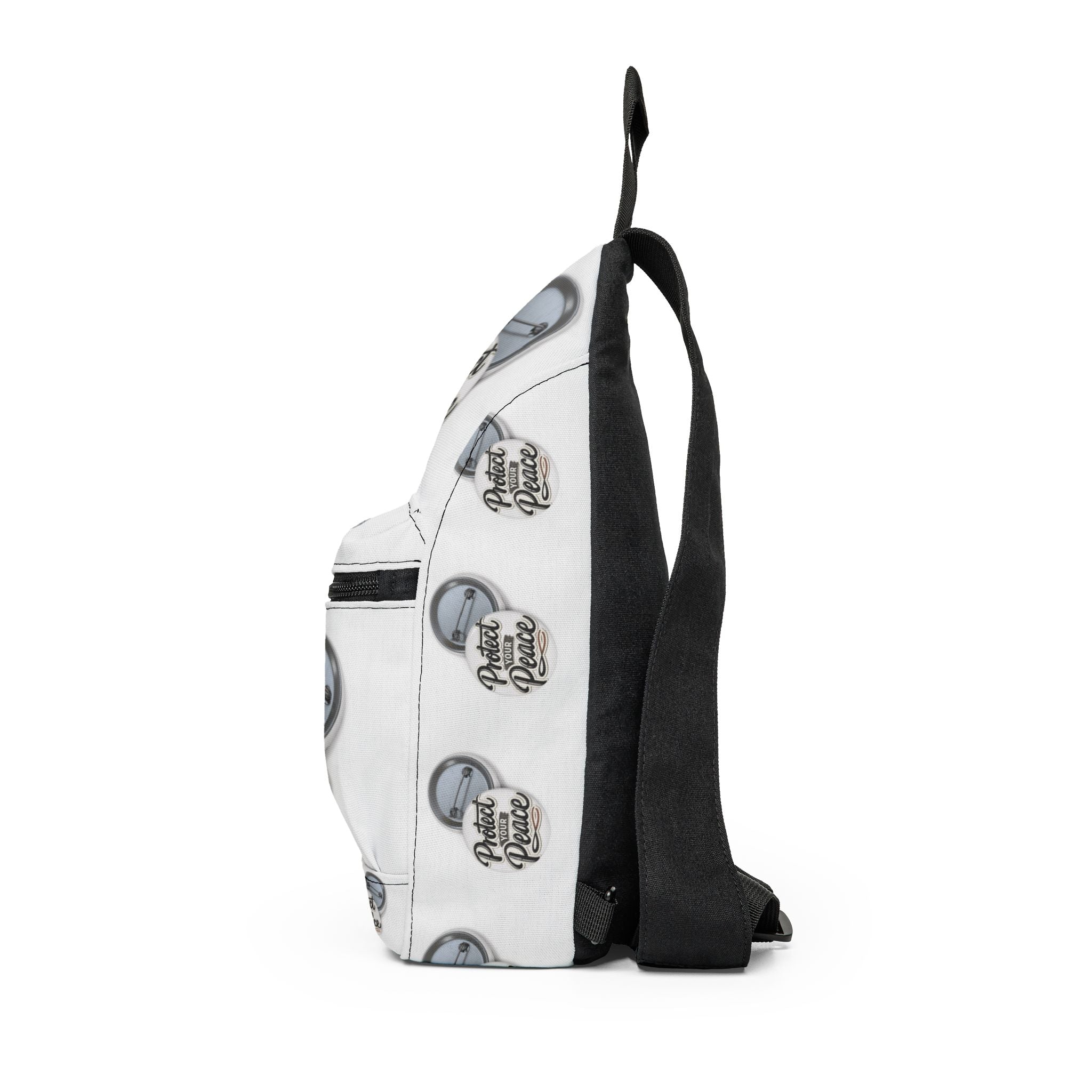 Protect Your Peace Sling Bag — White Crossbody Bag with 'Protect Your Peace' Badge Design