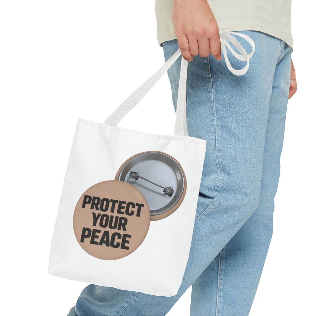 Protect Your Peace Button Tote Bag – Inspirational Everyday Carry