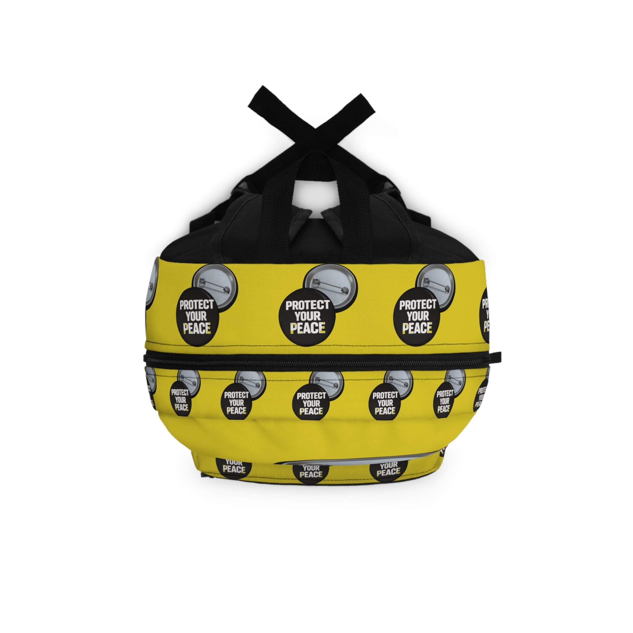 Protect Your Peace Backpack – Yellow Button Print School & Travel Bag