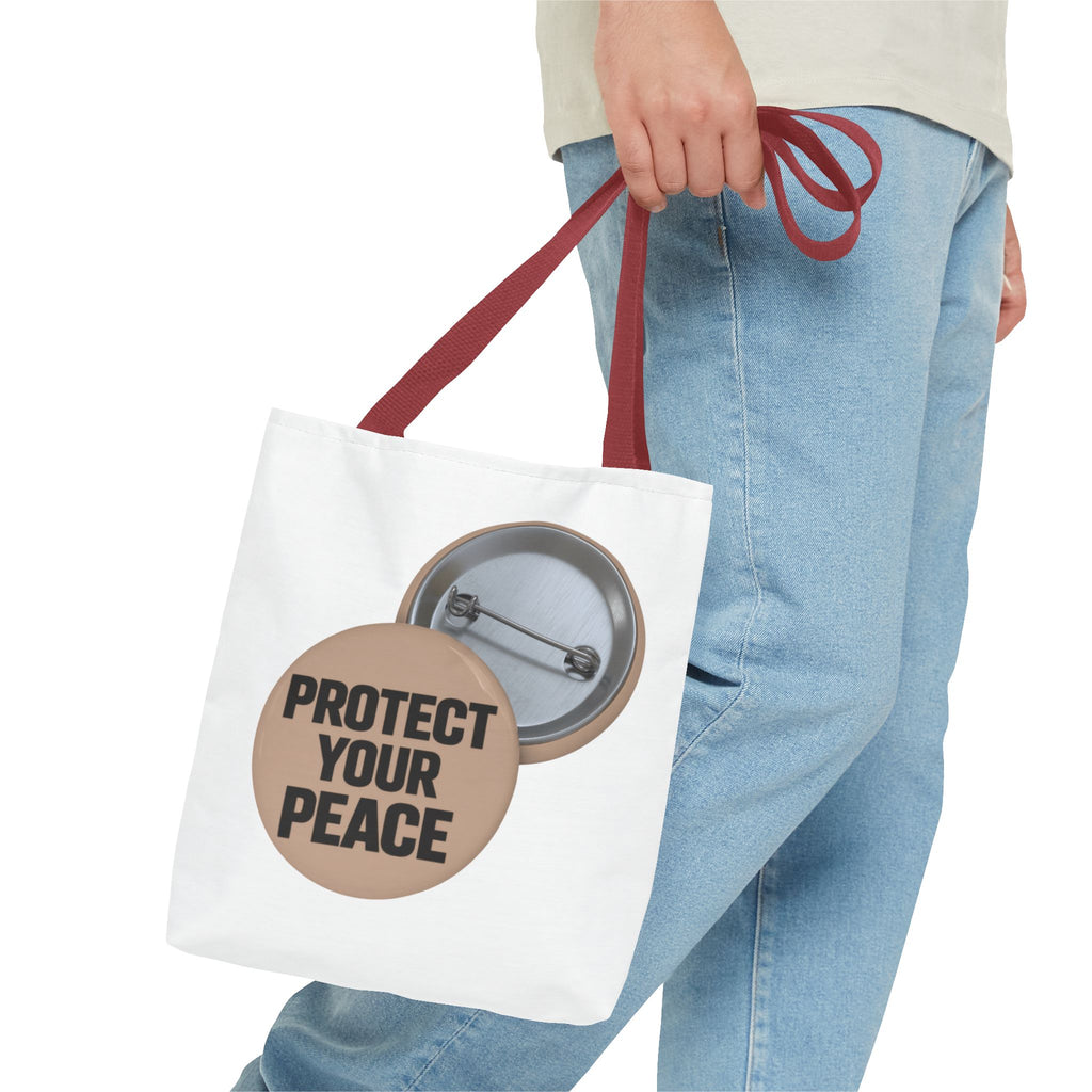 Protect Your Peace Button Tote Bag – Inspirational Everyday Carry