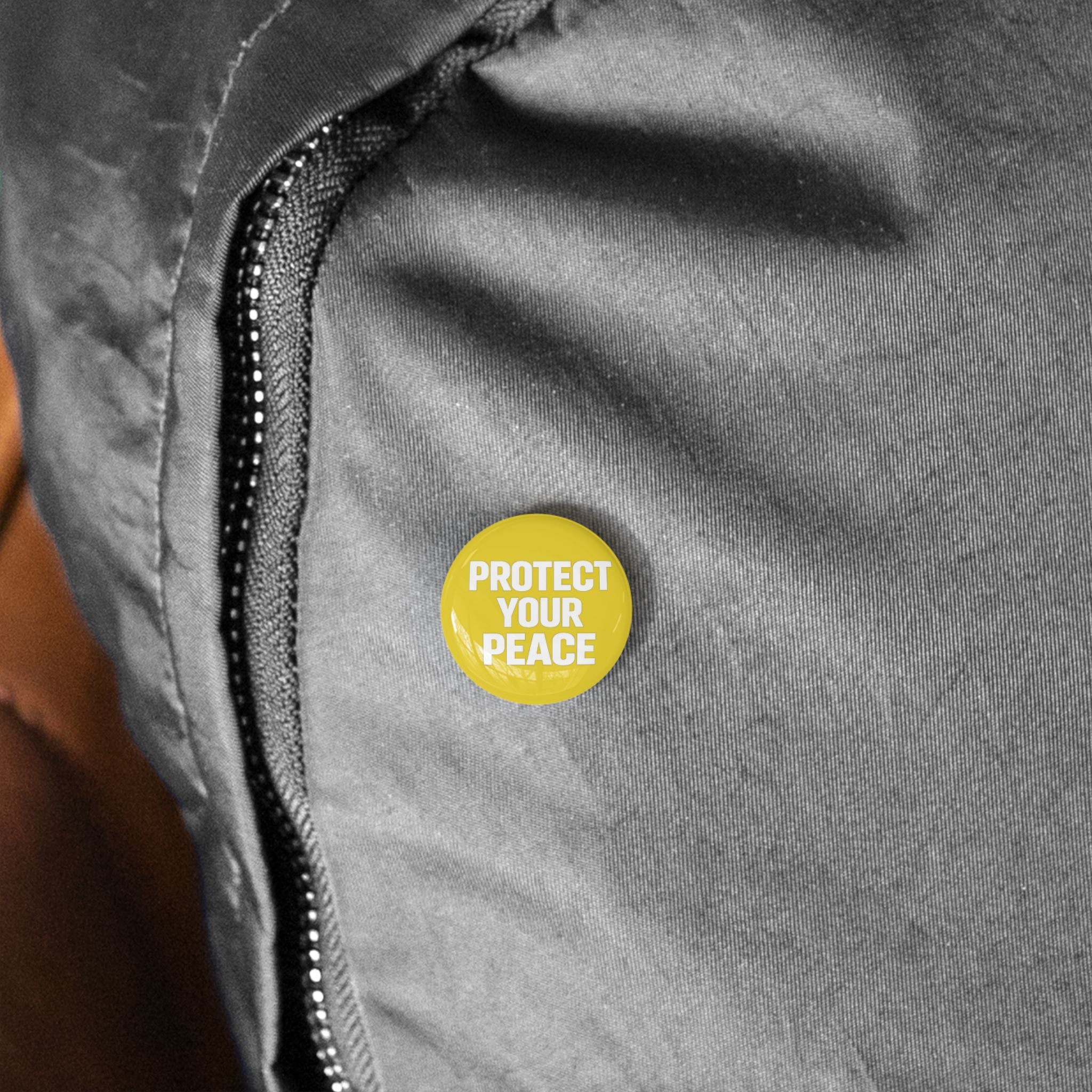 Protect Your Peace Round Pin – Yellow Positive Message Button Badge