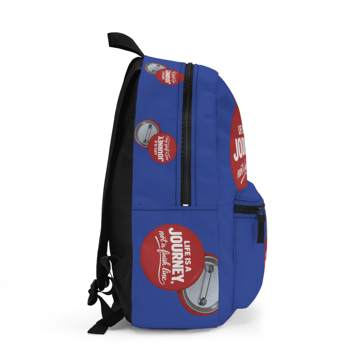 Journey Quote Backpack graphic design — "Life Is A Journey, Not A Finish Line" Motivational School Bag