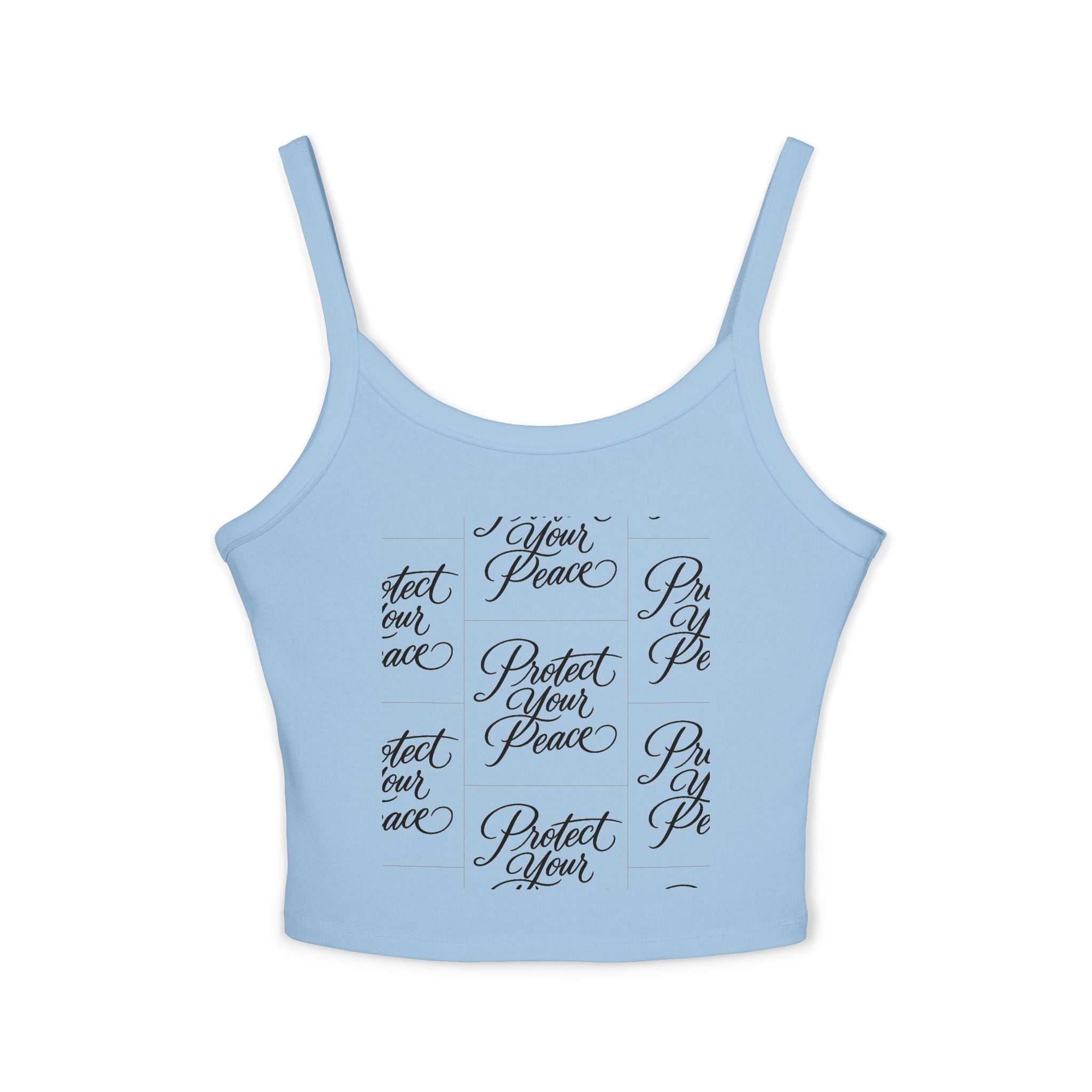 Crop Tank Top2 — "Protect Your Peace" Script Grid Graphic