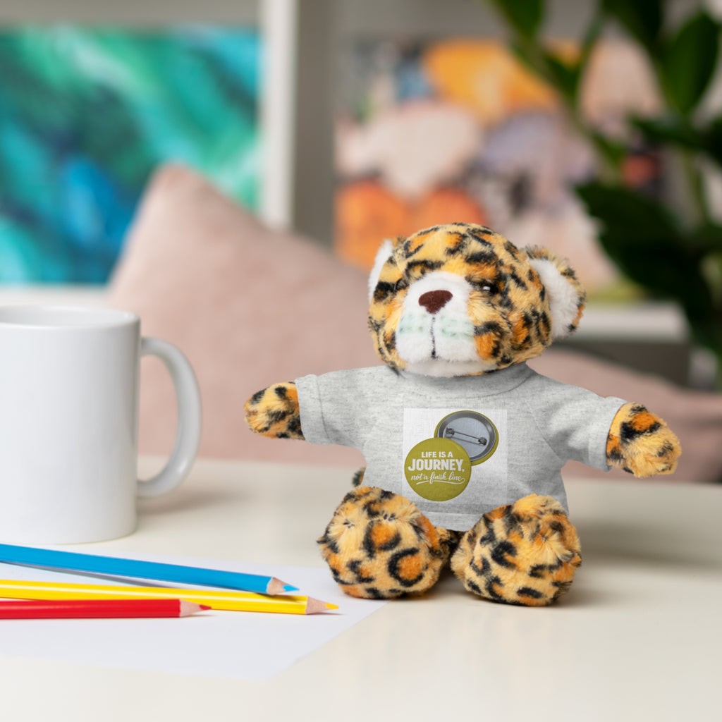 Cute Brown Teddy Bear with 'Life Is a Journey not a finish line.' Tee — Plush Gift for Kids & Travelers