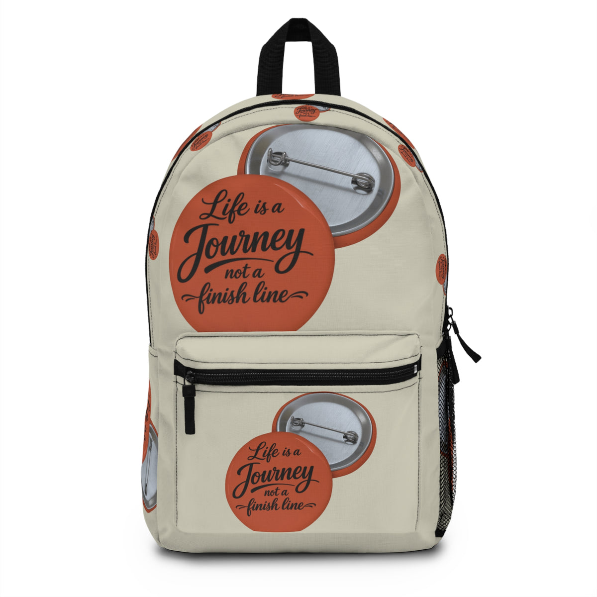 Inspirational graphic design 'Life Is a Journey, Not a Finish Line' Backpack