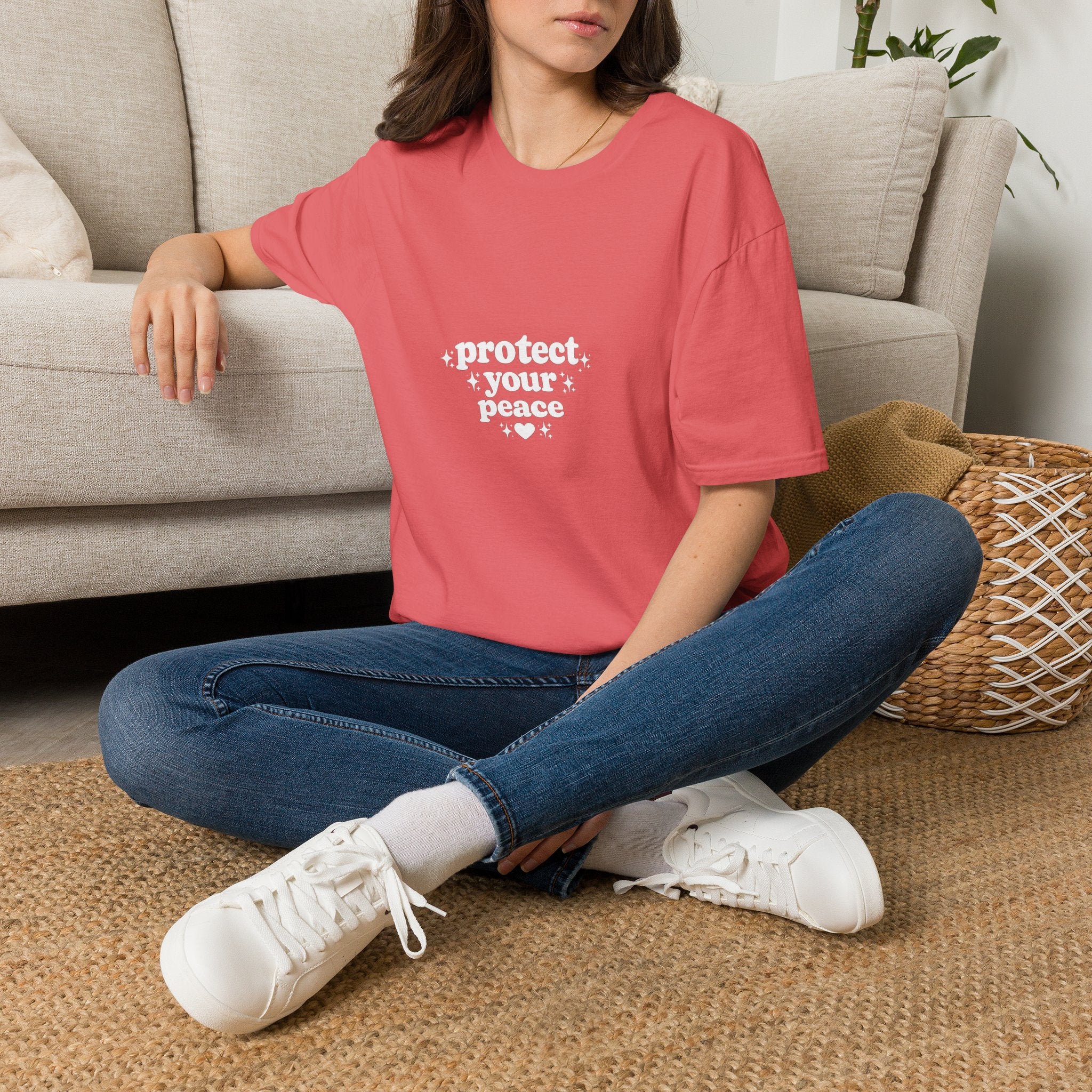 Protect Your Peace T-Shirt — Minimalist Embroidered Self-Care Tee