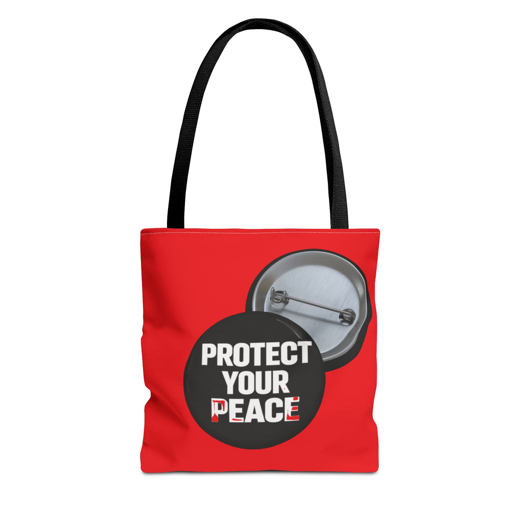 Tote Bag — "Protect Your Peace" Button Design All-Over Print Tote