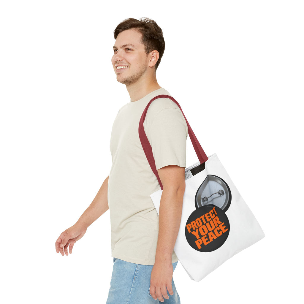 Tote Bag — Protect Your Peace Button Print Canvas Tote