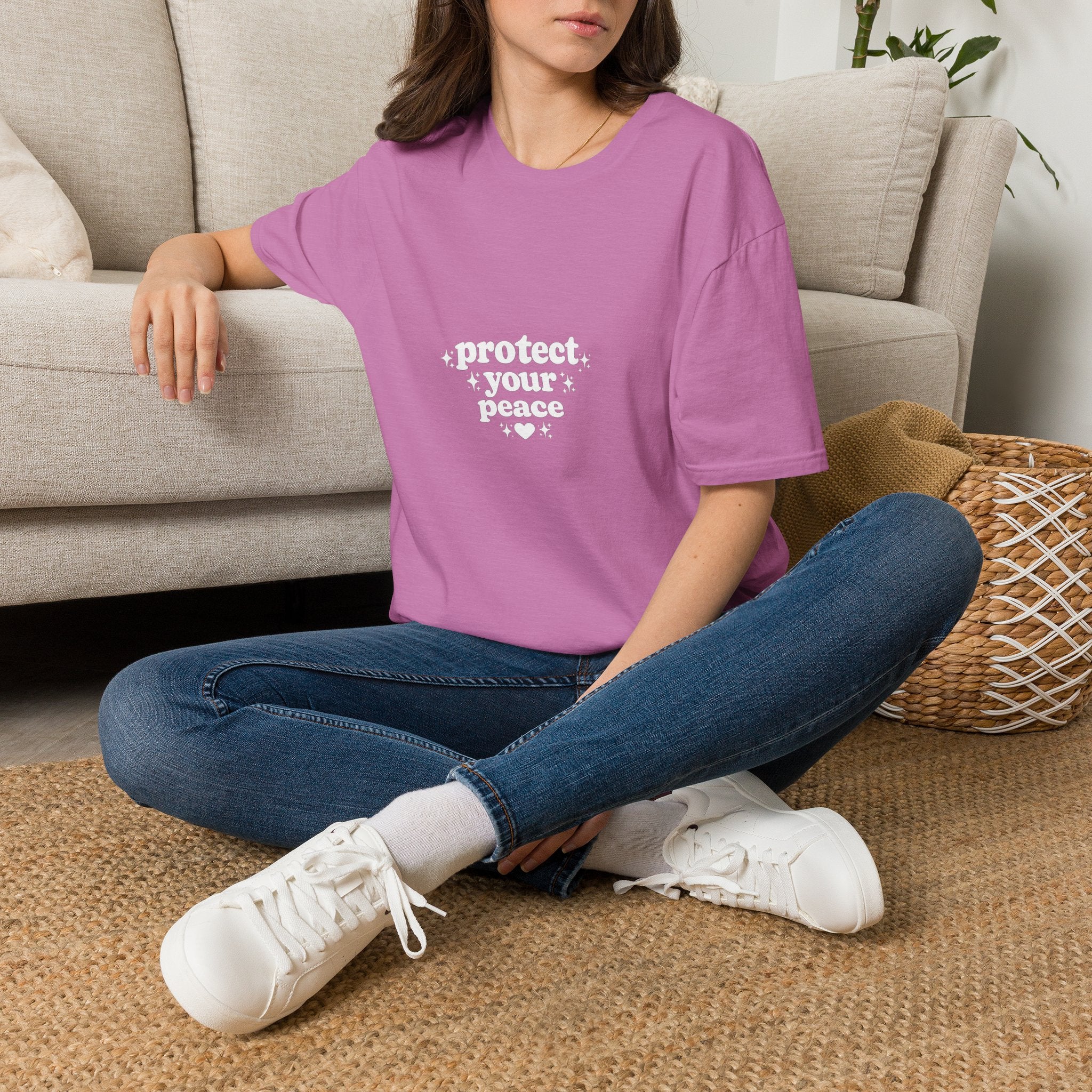 Protect Your Peace T-Shirt — Minimalist Embroidered Self-Care Tee